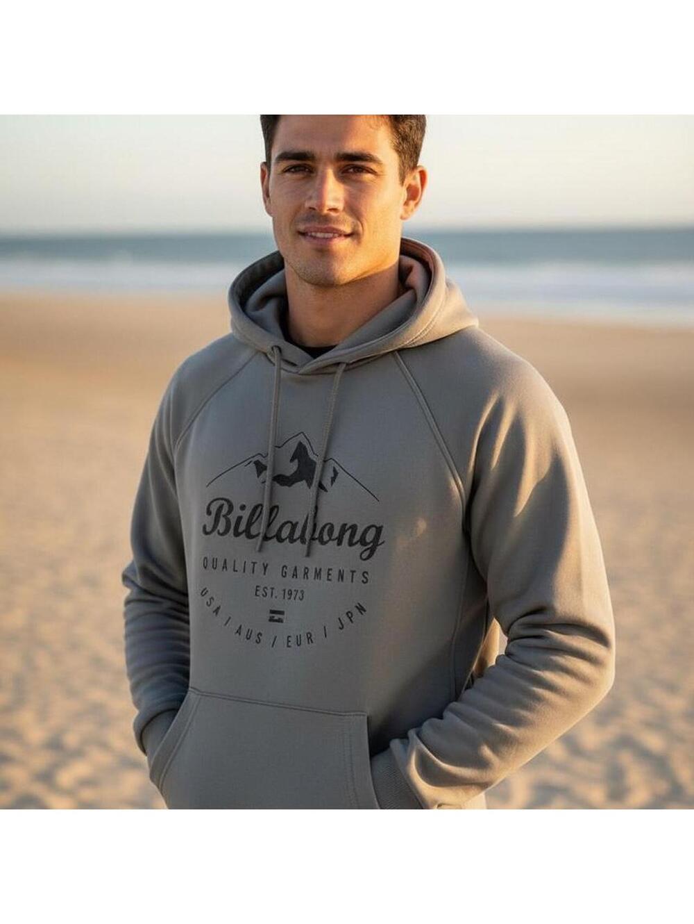 Billabong Men's Grey and Khaki Hoody